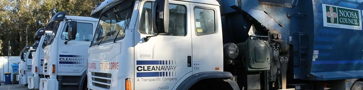 Noosa Council Garbage Trucks parked in a row