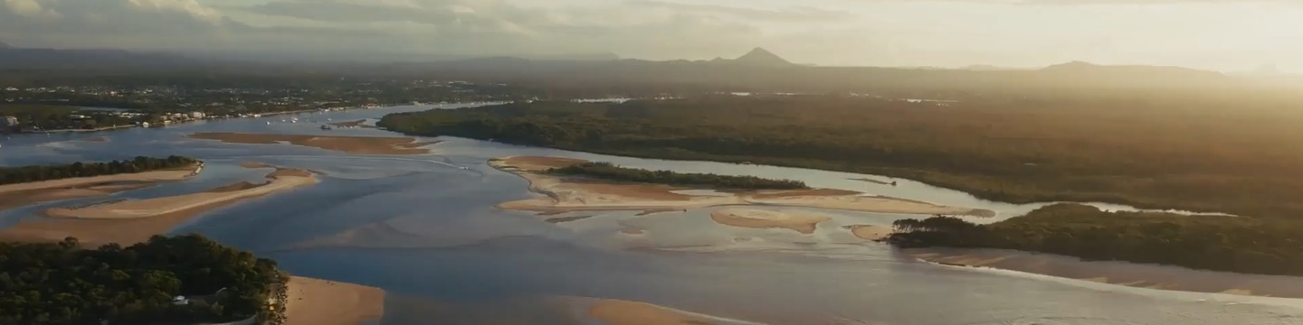 Image of the Noosa River Mouth and hinterland in the background