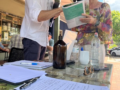 Image of two people providing feedback at an engagement event