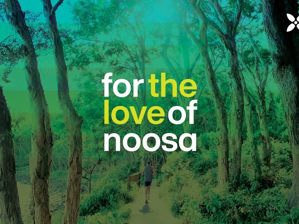 Stylised image of trees with "For the love of Noosa" tagline