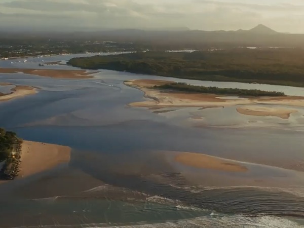 Image of the Noosa River Mouth and hinterland in the background